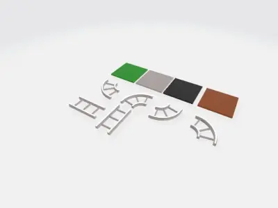 Rail track and tiles Low-poly 3D model