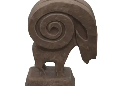 Ram abstract wood statue Low-poly 3D model
