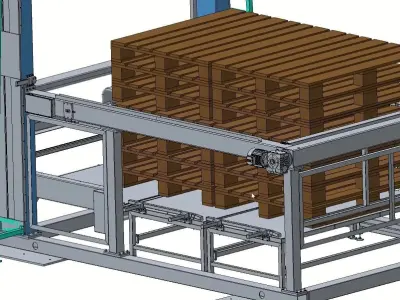 Industrial Automatic Palletizing Machine with Operator Panel 3D model