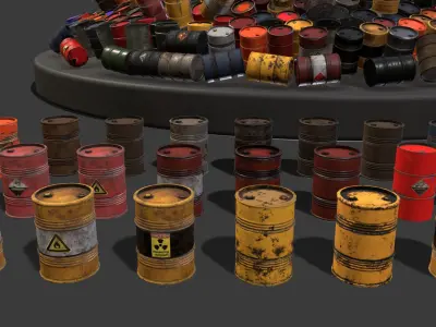 Barrel Pack - 60 Barrels Low-poly 3D model