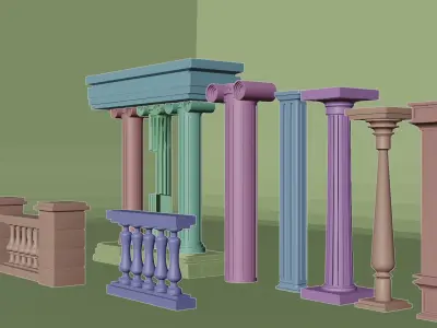Antique set Pillar  3D model