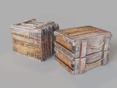 Old Ammo Box Photogrammetry 3d scan optimized game ready Low-poly 3D model