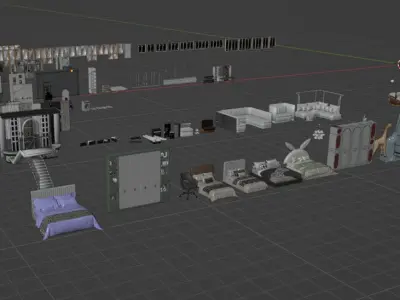free architecture interior Free low-poly 3D model
