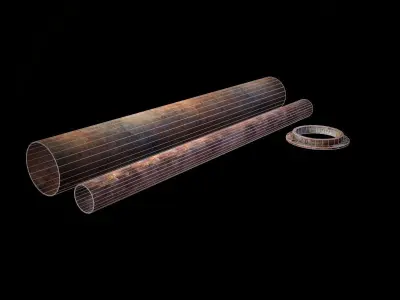 Pipers two rusty pipes Free low-poly 3D model