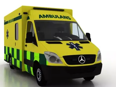 Mercedes Benz Sprinter Truck Sweden Ambulance 3D model