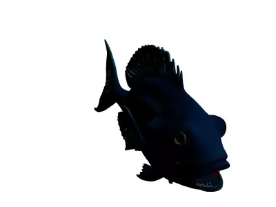 Stylized Metallic Blue Fish Model 3D model