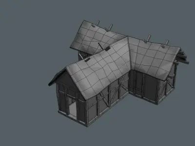 High Quality enterable Medieval house - Building M Low-poly 3D model