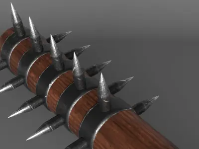 Spiked medieval war club Low-poly 3D model