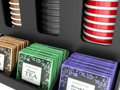 Coffee bar organizer cup sugar milk caddy 3D model
