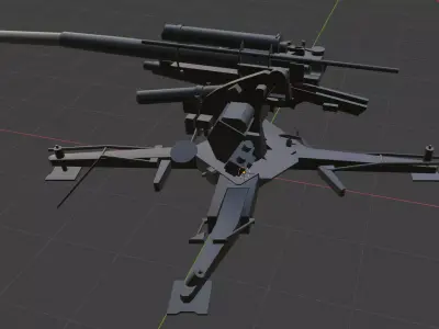 Flak 88cm Low-poly 3D model