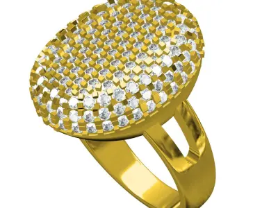 Antique Pave Diamond Dome Engagement Ring 3D print model