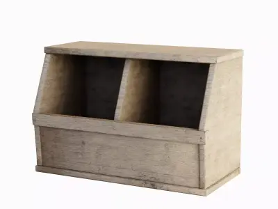 Wooden Storage Bin 02 Low-poly 3D model
