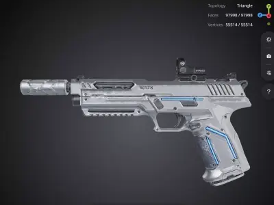 Silver Pistol 3D model