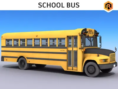 School Bus Low-poly 3D model