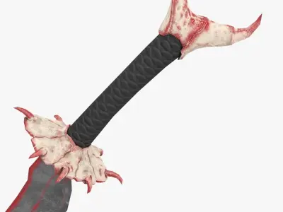 Bloody Bone Sword Low-poly 3D model