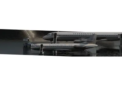 Scandinavian Airlines Fleet DC-8s and Caravelle 3D model