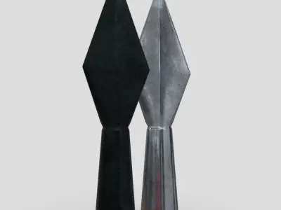 Arrowhead pair of metal sculptures Low-poly 3D model