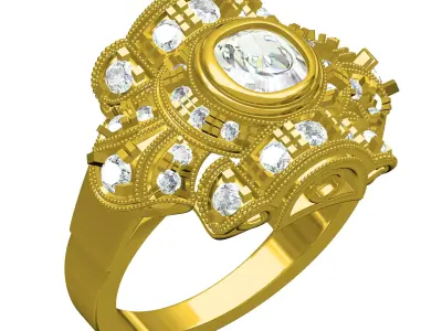 Antique Art Deco Engagement Ring 3D print model get