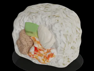 Sushi Fried salmon crab sticks avocado cream tempura chips 3D model