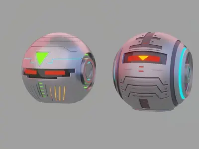 Futuristic Scifi Robotic Helmet Low-poly 3D model