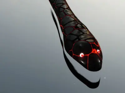 Snake spatula in reflection of cloudy sky Low-poly 3D model