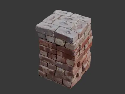 Antique Stamped Brick Stack  Low-poly 3D model