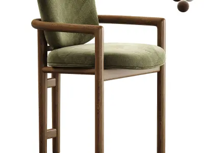 Macayle Modern Classic Beige Performance Upholstered Brown Oak  3D model