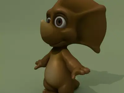 Cartoon Triceratops 2 colours 3D model