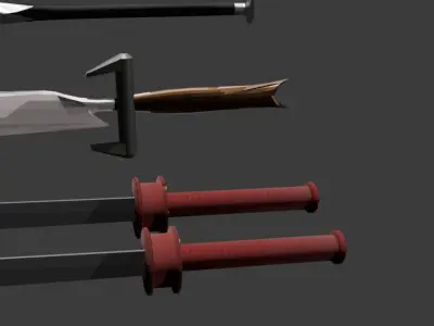 Melee Weapons Low Poly Pack Free low-poly 3D model