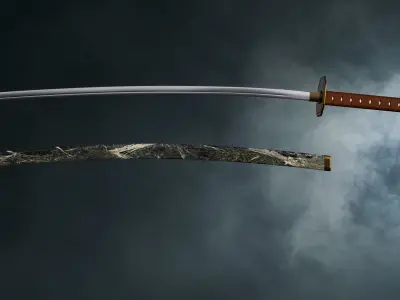 Katana samurai sword 3D model 8