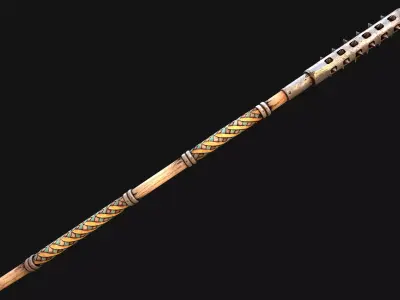 Medieval Polearms Mace Iron War Staff Weapon Set Low-poly 3D model