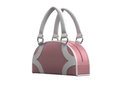 Pink Leather Half moon Tote Bag 3D model