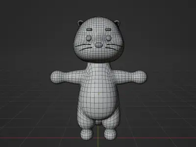 Cute Cartoon Animal - Sea Otter Character 3D model
