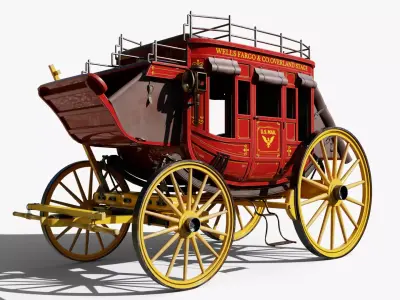 Stagecoach Wagon Low-poly 3D model