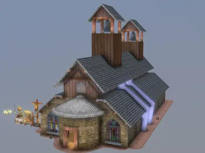 Church in LowPoly Low-poly 3D model