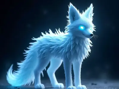 Mystical Ice Fox Spirit 3D Model Low-poly 3D model