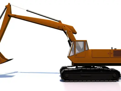 Construction excavator Low-poly 3D model