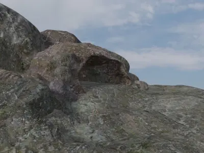 Rock Cave with textures and separate extra rocks set Low-poly 3D model