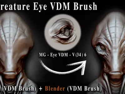 42 Creature Eye VDM Brush For ZBrush Blender Vol06 Free low-poly 3D model