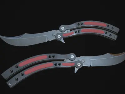 Butterfly knife Low-poly 3D model 3