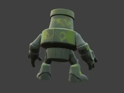 Green Robot Game-Ready 3D Character with PBR Textures Low-poly 3D model