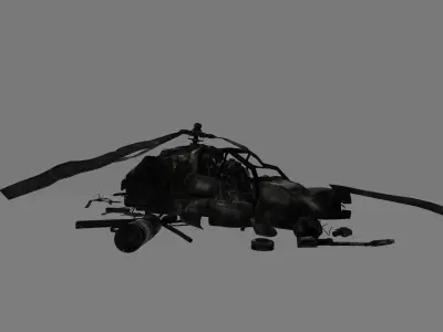 crashed helicopter Low-poly 3D model