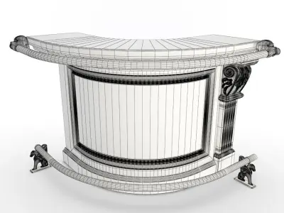 Rounder Wooden Counter 3D model