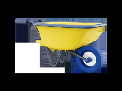 Garden cart cartoon icon 3D model