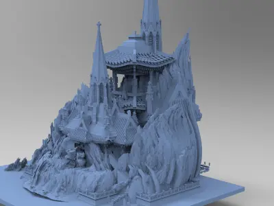 Tibetan ancient temple Tower  3D model
