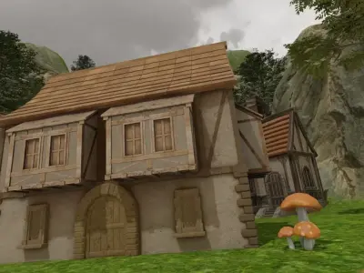 Fantasy Hillside Village 3D model