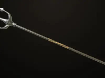  Trident 03 Silver All PBR Unity UE Textures Included Low-poly 3D model