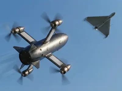 Ukrainian interceptor drone P1-Sun SkyFall Low-poly 3D model