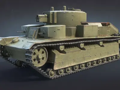 T-28 Medium Tank Low-poly 3D model