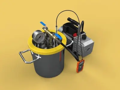 VACUUM DEGASSING CHAMBER AND PUMP KIT 3D model